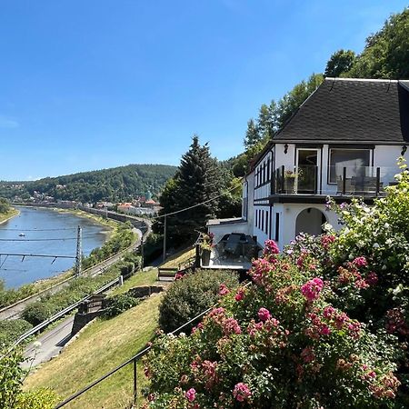 Saechsische-Schweiz-Ferienhaus-Wohnung-1-Mit-Elbblick-Sauna-Und-Kamin Кенігштайн-ан-дер-Ельбе Екстер'єр фото